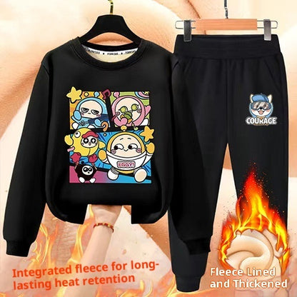 Boys' Winter Casual All-Match Fleece-Lined Thickened Outfit