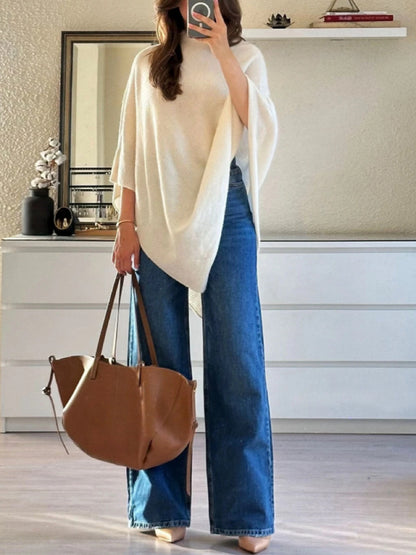 Fashionable Women's Cloak Large Shawl Turtleneck Sweater Coat