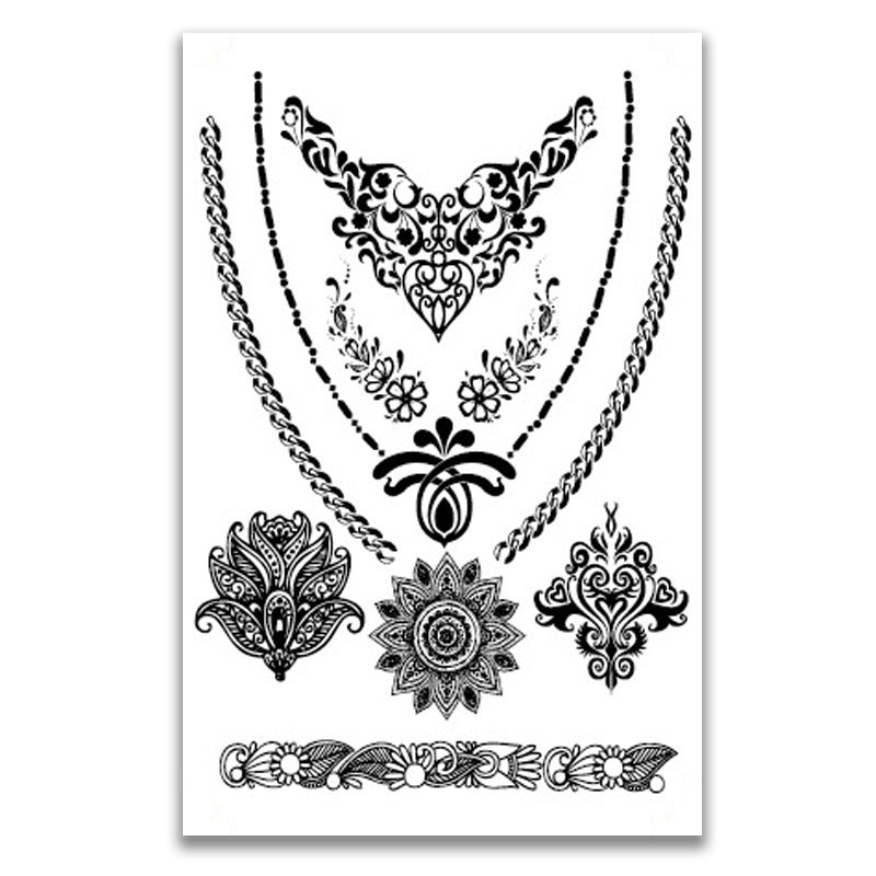 Black lace waterproof tattoo stickers