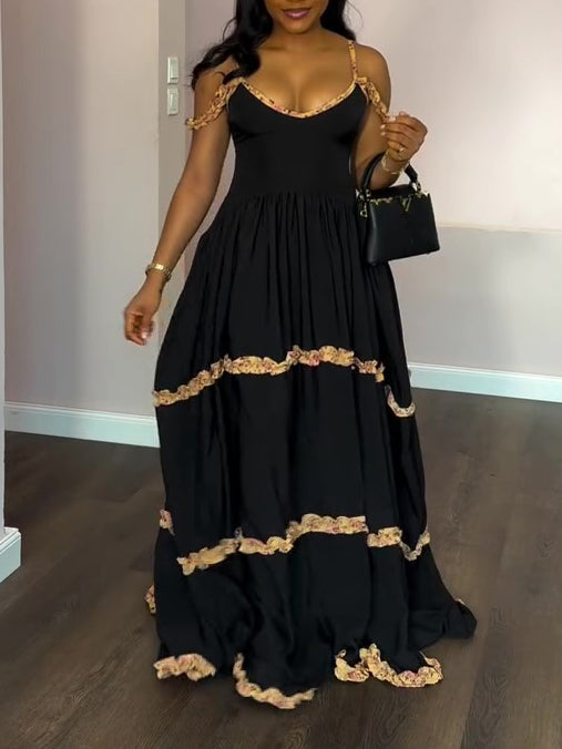 Black Lace Halter Dress