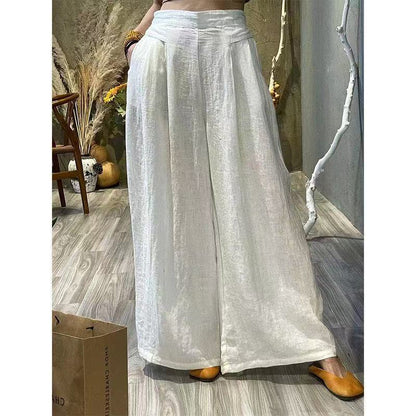 Womens Summer Retro Loose Slimming High-Waisted Pants