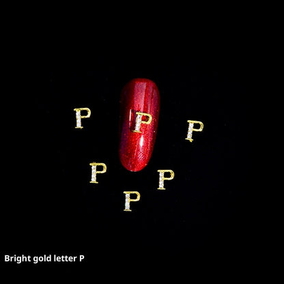 26 Letter Alloy Nail Ornament Nail Crystal