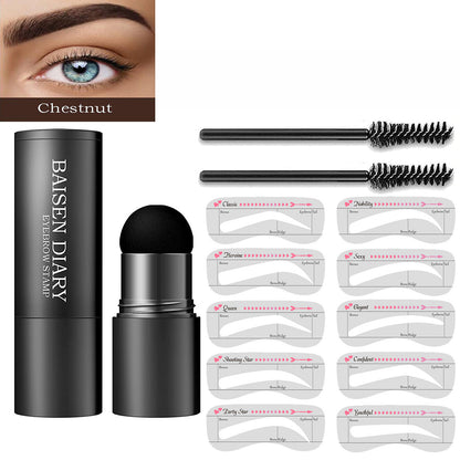 Quick-Ease Eyebrow Shaping Kit - Effortless One-Step Stamp, 10 Reusable Stencils for Flawless Brows, Brown & Chestnut Shades - Achieve Salon-Perfect Definition at Home