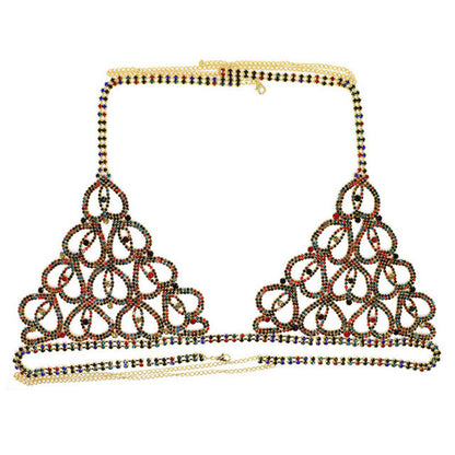 Sexy Bikini With Heart-shaped Rhinestone Claw Chain On Body Chain