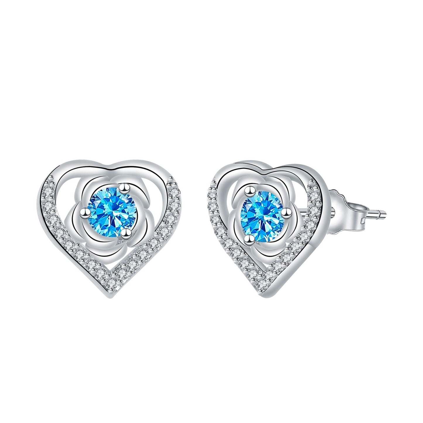 Love Heart Stud Earrings Temperament Valentine's Day Gift
