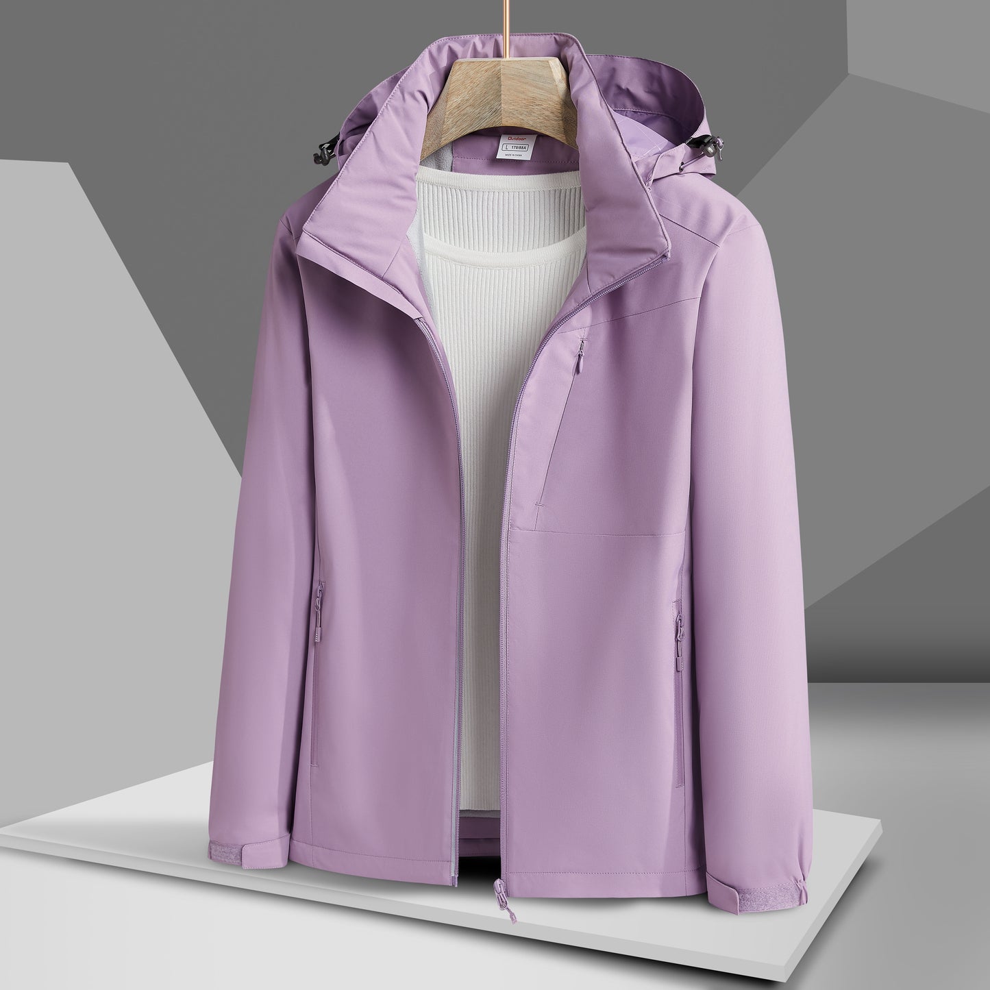 Women's Autumn and Winter Outdoor Sports Casual Warm Fleece Lined Windproof Stand Collar Jacket