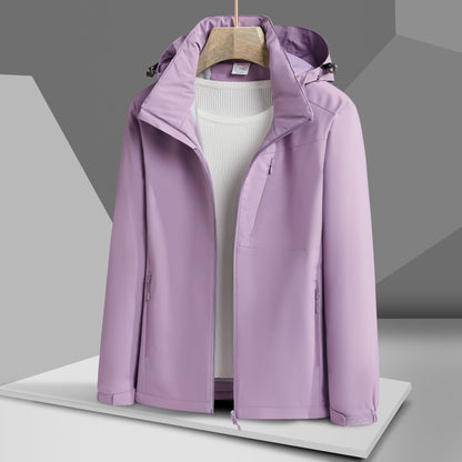 Women's Autumn and Winter Outdoor Sports Casual Warm Fleece Lined Windproof Stand Collar Jacket