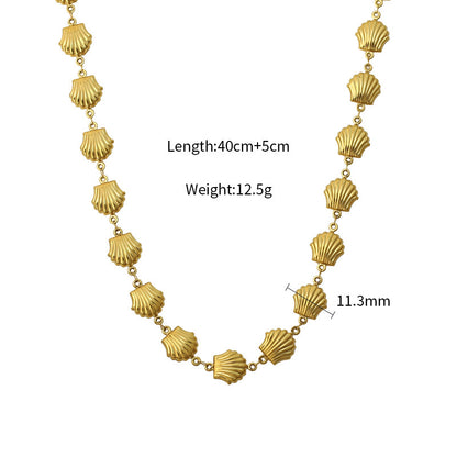 Shell Charm Titanium Steel Bracelet - Gold Plated Beach Jewelry for Women