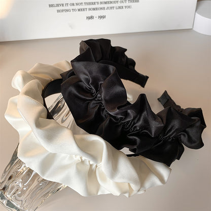 Black Large Intestine High-grade Satin Pleated Headband