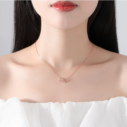 New S925 Sterling Silver Necklace Love Wings Women's Mother's Day Gift