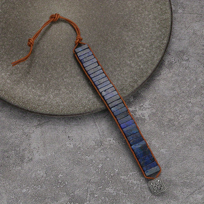 1pc Bohemian Trend Rectangular Cylindrical Colorful Woven Stone Bracelet for Men Jewelry