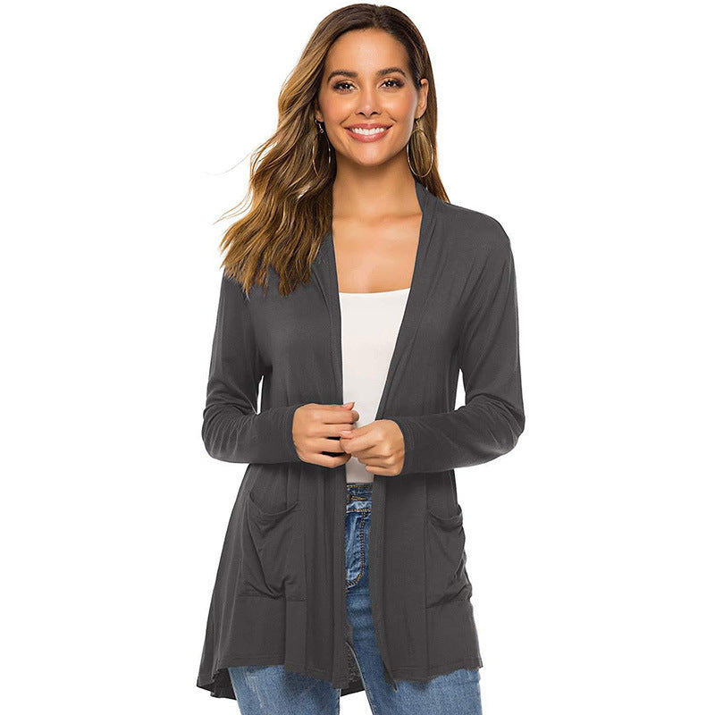 Versatile Cardigan Mid-length Long Sleeve Coat