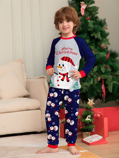 White Snowman Parent-Child Christmas Pajamas Cartoon Family Set