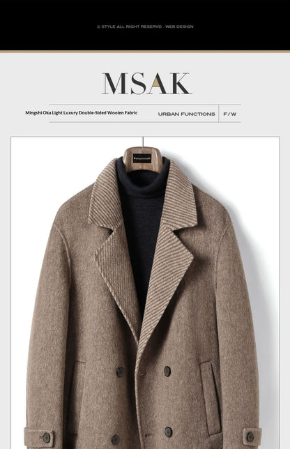 Men's Business-Style Double-Faced Wool Coat Korean-Style Wool Overcoat