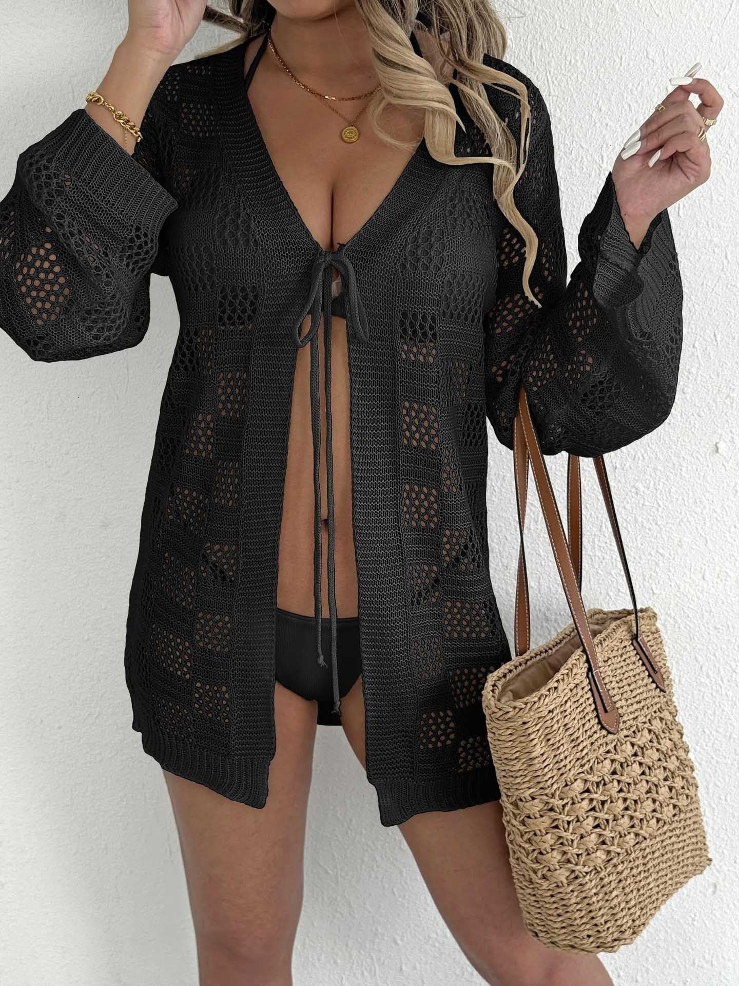 Women's Cardigan Hollow Out Long Sleeve Sun Protective Blouse