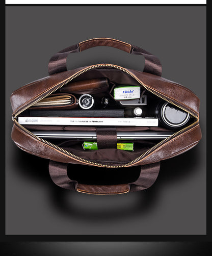 Premium Leather Messenger Bag - Large Capacity Business Briefcase for Men | BULLCAPTAIN