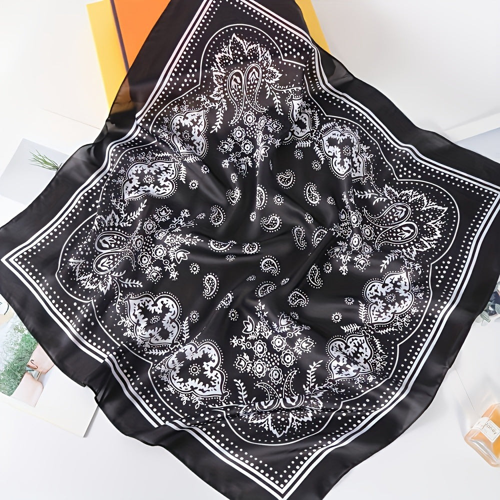 Women's Retro Printed Korean-Style Fashionable All-Match Professional Silk Scarf