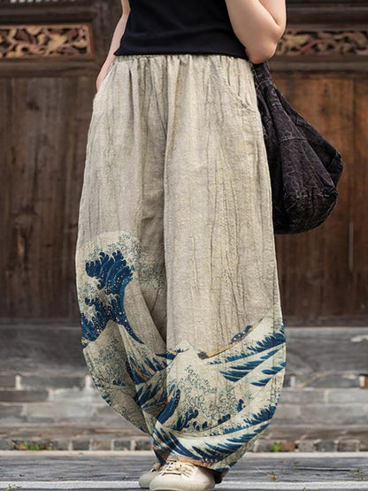 Womens Casual Loose-fitting Printed Pants