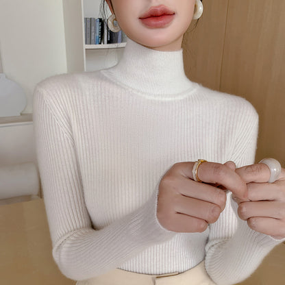 Women's Black Turtleneck Sweater Figure-flattering And Slimming