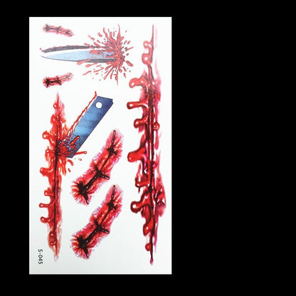 Realistic Fake Wound Tattoo Stickers - Halloween Special Effects Makeup - Waterproof Scar Temporary Tattoos