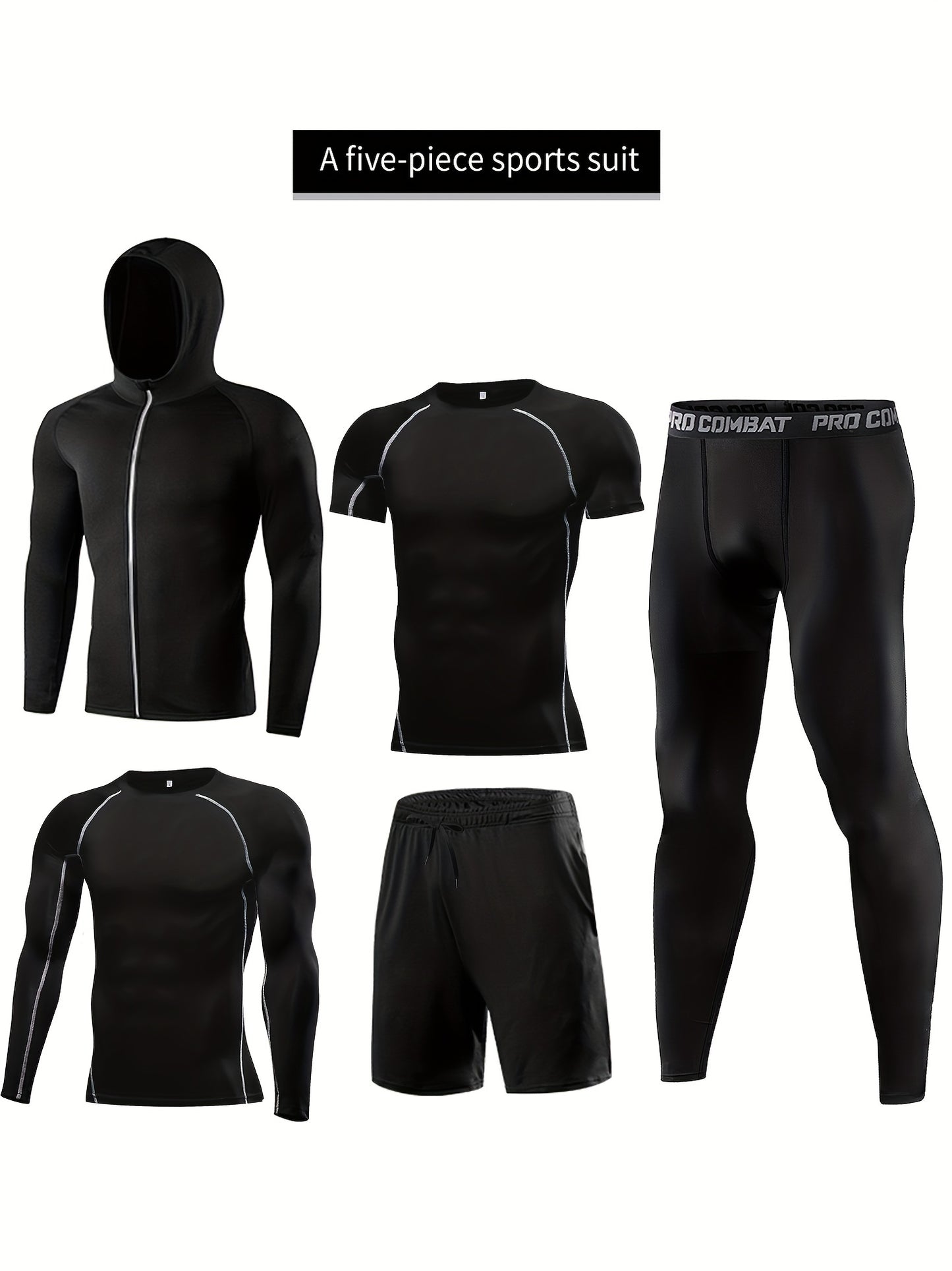 Men's 5-Piece Athletic Compression Gear Set – Quick-Dry, High-Stretch, & Durable for All-Season Training