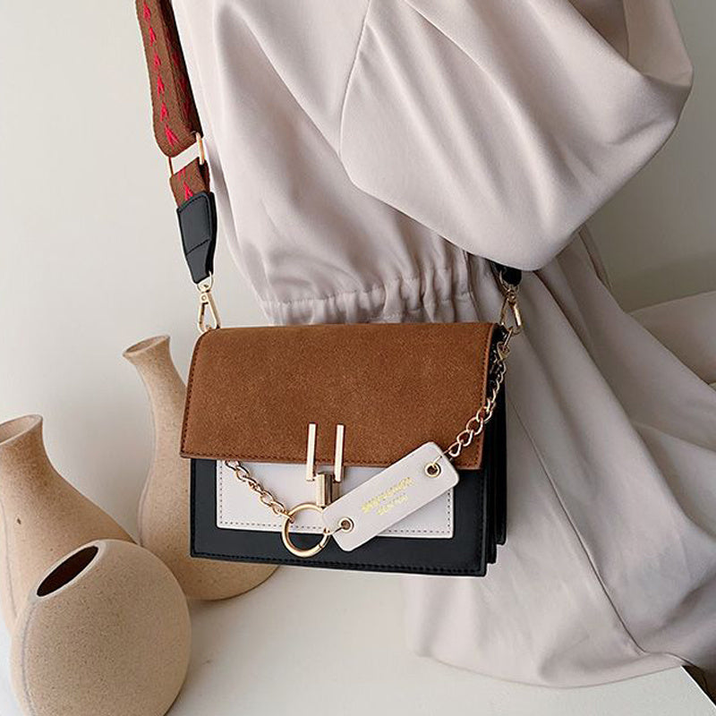 Trendy Flap Square Bag, Women's Fashion Faux Leather Purse, Stylish Chain Decor Crossbody Bag