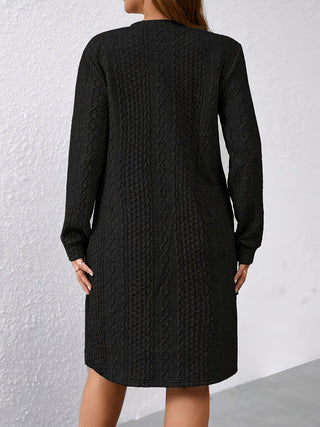 Autumn And Winter Solid Color Casual Knitted Long-sleeved Dress