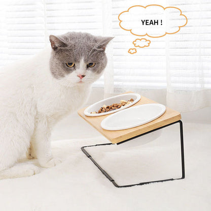 Black-proof Chin And Neck Protection Ceramic Cat Bowl