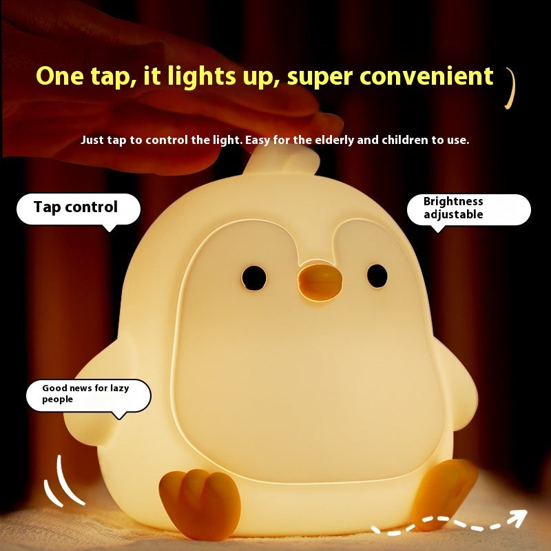 Adorable Penguin Night Light - Rechargeable Silicone Touch Lamp for Kids Bedroom