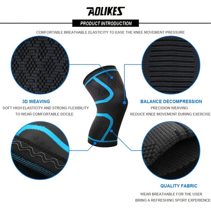 1pc AOLIKES Compression Knee Pad Sleeve - Breathable, Non-Slip, Durable Polyamide & Nylon, Ideal for Running, Volleyball, Basketball, Yoga, Tennis, Football