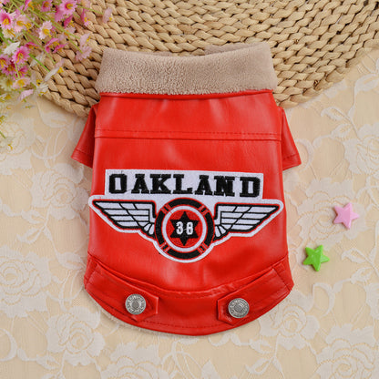 Pet Casual Embroidery Leather Dog Clothes