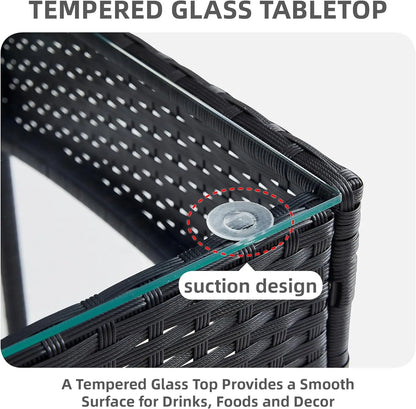 mcc direct 4Pcs Rattan Garden Furniture Set, Patio Rattan furniture sofa 2 Armchairs, 1 Loveseat Sofa and 1 coffee table  Sofia