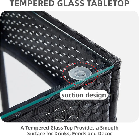 mcc direct 4Pcs Rattan Garden Furniture Set, Patio Rattan furniture sofa 2 Armchairs, 1 Loveseat Sofa and 1 coffee table  Sofia