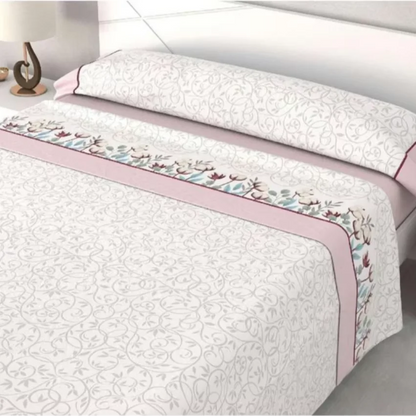 Petra Pink Printed Sheet Set 135 cm Soft Breathable Bed Linen Comfortable Bedding for Single Bed Home Textiles