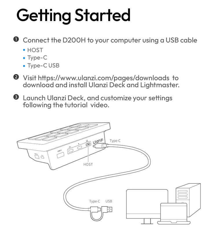 Ulanzi D200H Live Streaming Controller 13 LCD Keys for Tiktok Youtube Vlog Content Creation Photo Video Editing Gaming Office