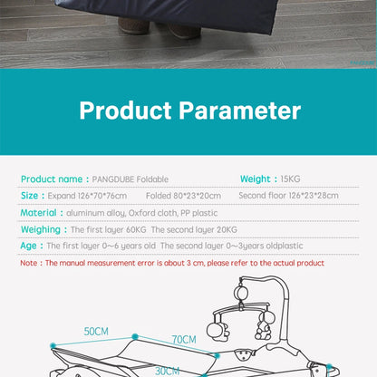 PANGDUBE 4-in-1 Baby Crib Multifunctional Convertible Bed with Rocker & Baby Playpen Newborn Changing Table Foldable Travel Cot