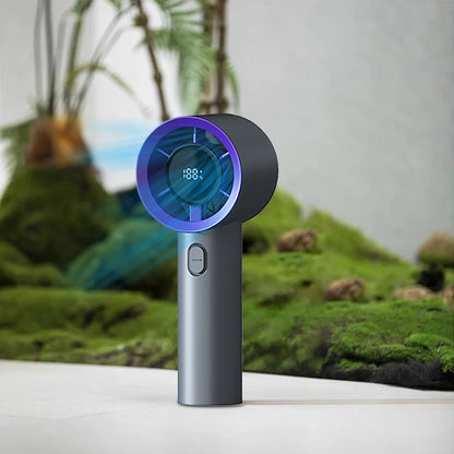 Portable Handheld Fan Compact 5-Speed USB Rechargeable Fan Outdoor Personal Travel Fan with Digital Display Mini Desk Home Fan