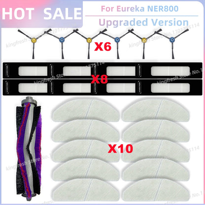 Compatible For Eureka NER800 Robot Vacuum Replacement Parts Main Roller Side Brush Hepa Filter Mop Cloth Accessories