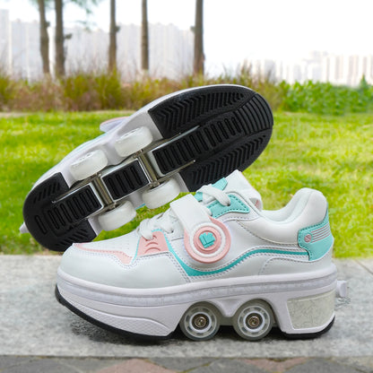 High Quality Roller Shoes Size 33-42 Roller Skate Shoes Sneakers 2-in-1 Roller Littel Kids