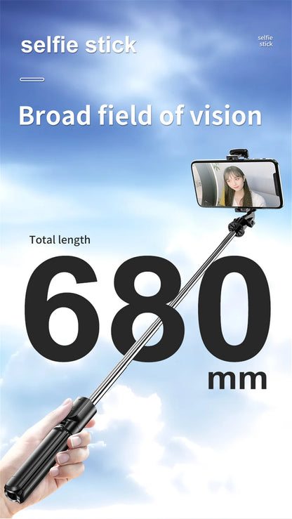 Roreta Wireless Selfie Stick Tripod Stand Bluetooth Remote Extendable Tripod for iPhone Mobile Phone Tiktok Live Streaming