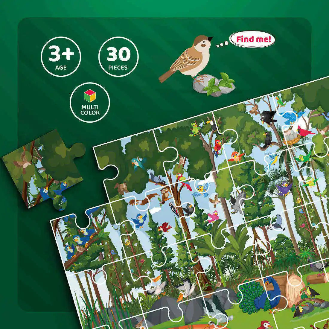 Colorful Bird Matching Activity Toy Find the Character Birds Educational Paper & Cardboard Puzzle Game for Kids Ages 2-7