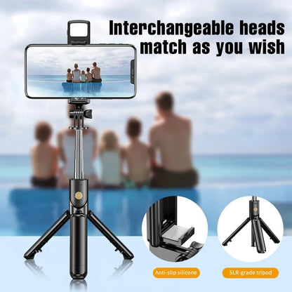Roreta Wireless Tripod Stand Selfie Stick with Light Bluetooth Remote Control Extendable for iPhone Cellphone Tiktok Live Stream