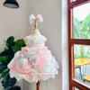 High Quality Beaded Rose Petal Tulle Floor-Length Mermaid Tail Lace Princess Dress for Baby Girls OEM ODM Fast Delivery Vietnam