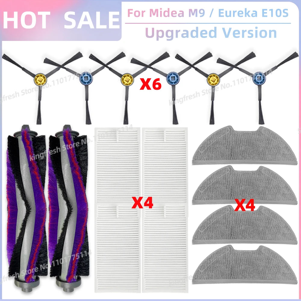 Fit For ( Midea M9, Eureka E10S, Eureka E20 Plus, Midea VCR S10 Plus, PObode A8 ) Parts Main Roller Side Brush Filter Mop Cloth