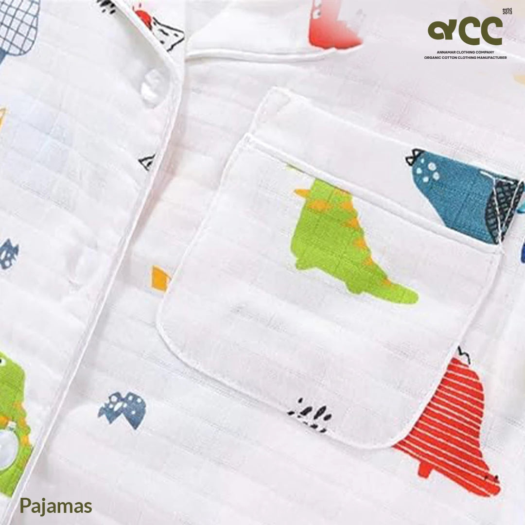 Organic Cotton Casual Unisex Baby Pajamas Soft Cozy Anti-Bacterial Quick Dry Breathable Full Sleeve Sleepwear for Newborns