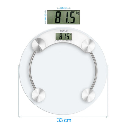 Transparent 180 kg Tempered Glass Body Eco-Friendly Durable Non-Slip Adjustable Bathroom Weighing Scale High Strain Gauge Sensor