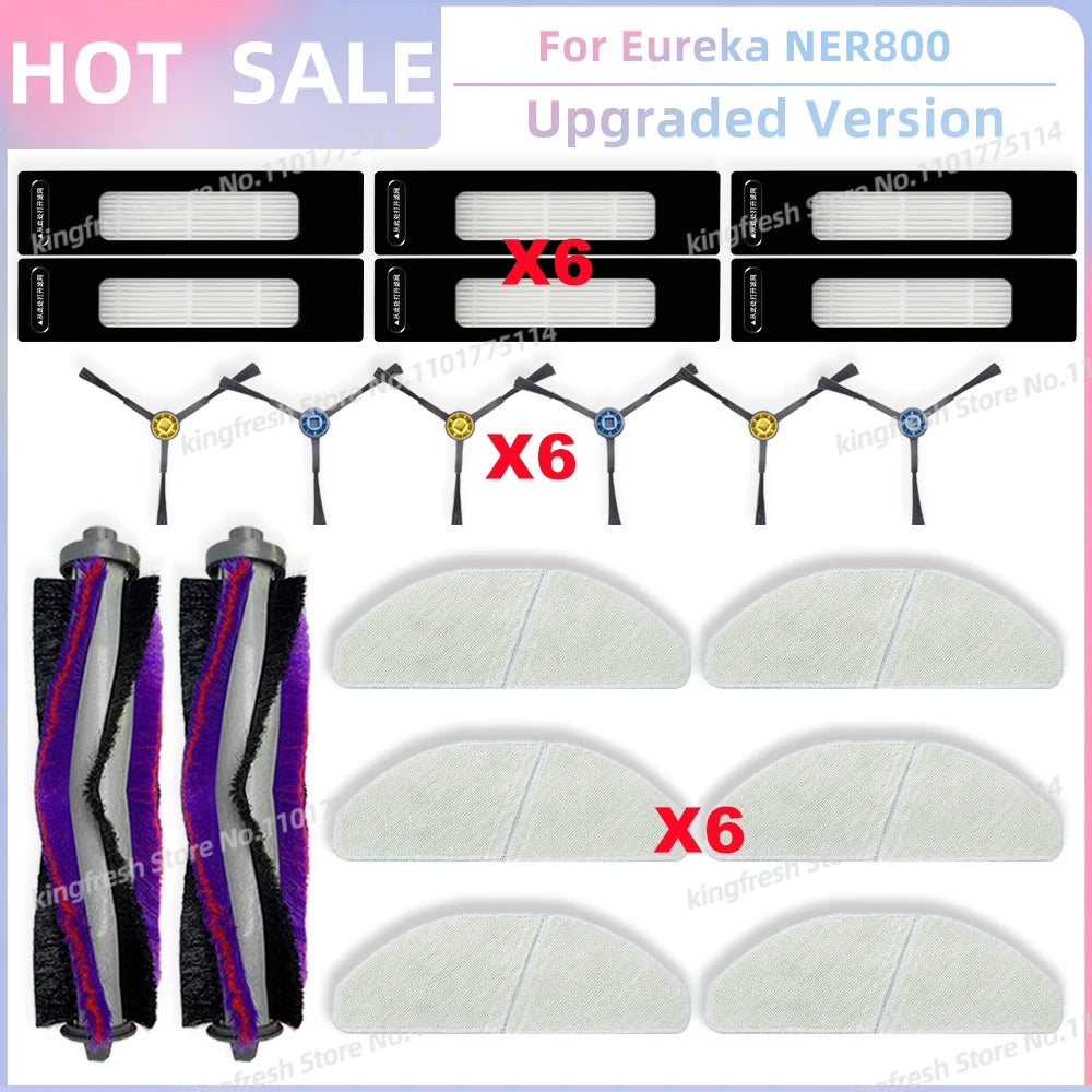 Compatible For Eureka NER800 Robot Vacuum Replacement Parts Main Roller Side Brush Hepa Filter Mop Cloth Accessories