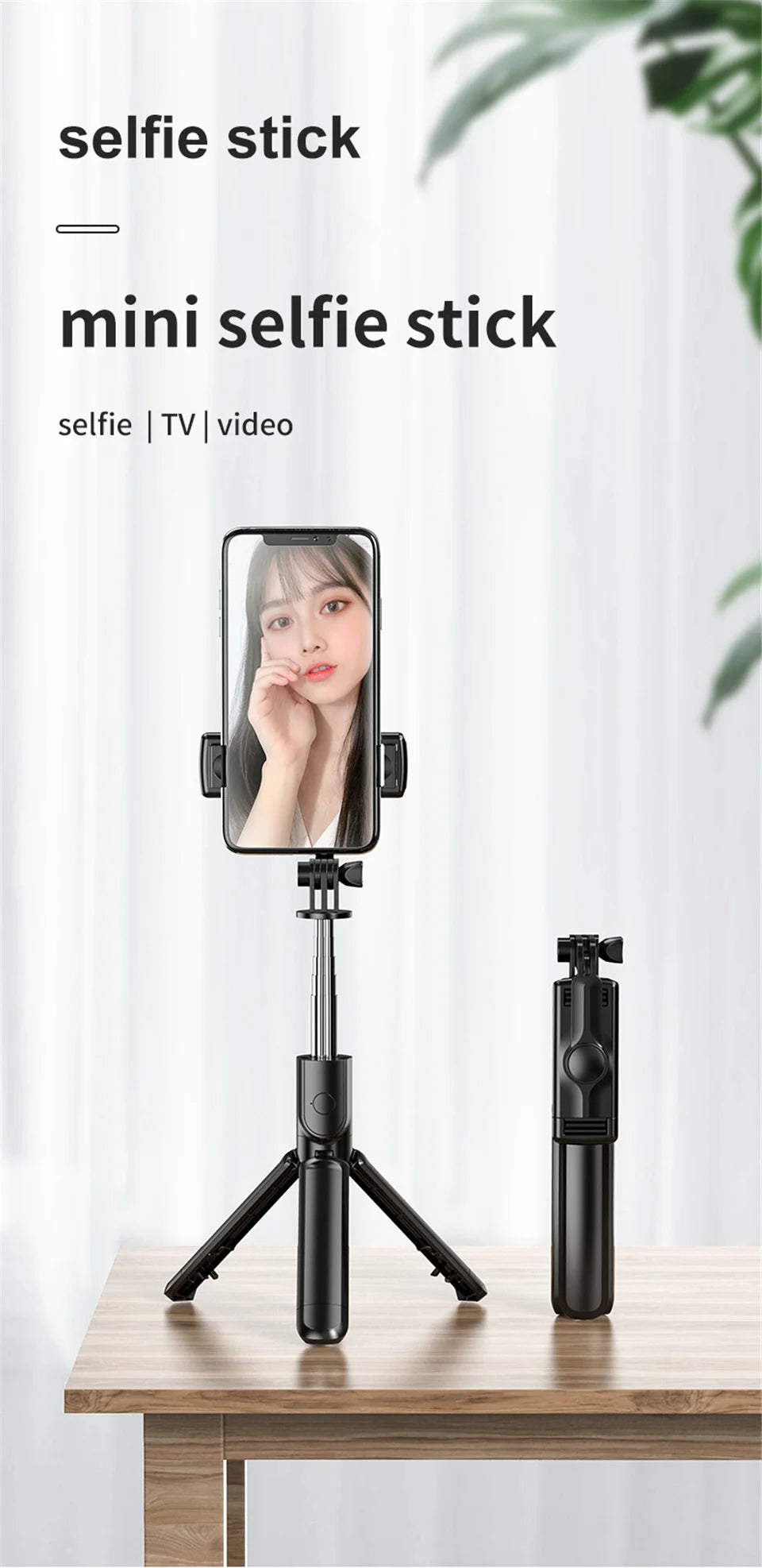 Roreta Wireless Selfie Stick Tripod Stand Bluetooth Remote Extendable Tripod for iPhone Mobile Phone Tiktok Live Streaming