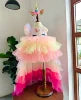 Unicorn Princess Dress for Baby Girls Long Train and Denim Fabric OEM ODM Made in Vietnam Party Style Kid Clothes