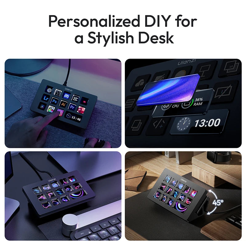 Ulanzi D200H Live Streaming Controller 13 LCD Keys for Tiktok Youtube Vlog Content Creation Photo Video Editing Gaming Office